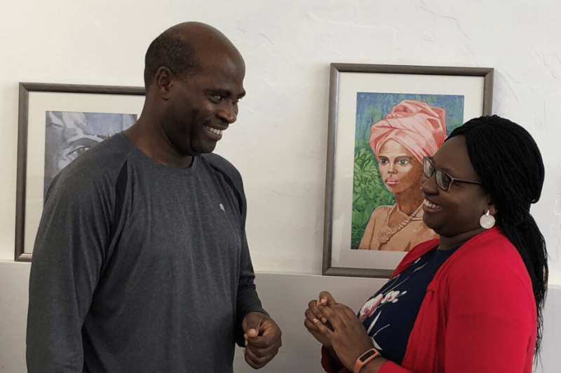 John and Irene Kabuye at Albert Park, Middlesbrough